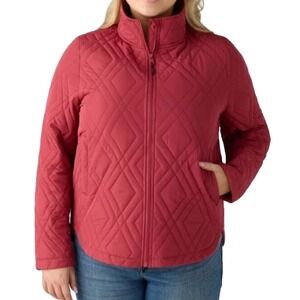 Voyager Womens‎ Quilted Jacket XL Red Water-Resistant Full Zip Lightweight